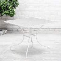 Flash Furniture CO-6-WH-GG 35.5" Steel Patio Table in White